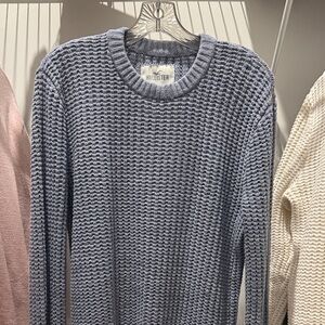 Hollister Men's Crewneck Waffle Knit Sweater - Blue